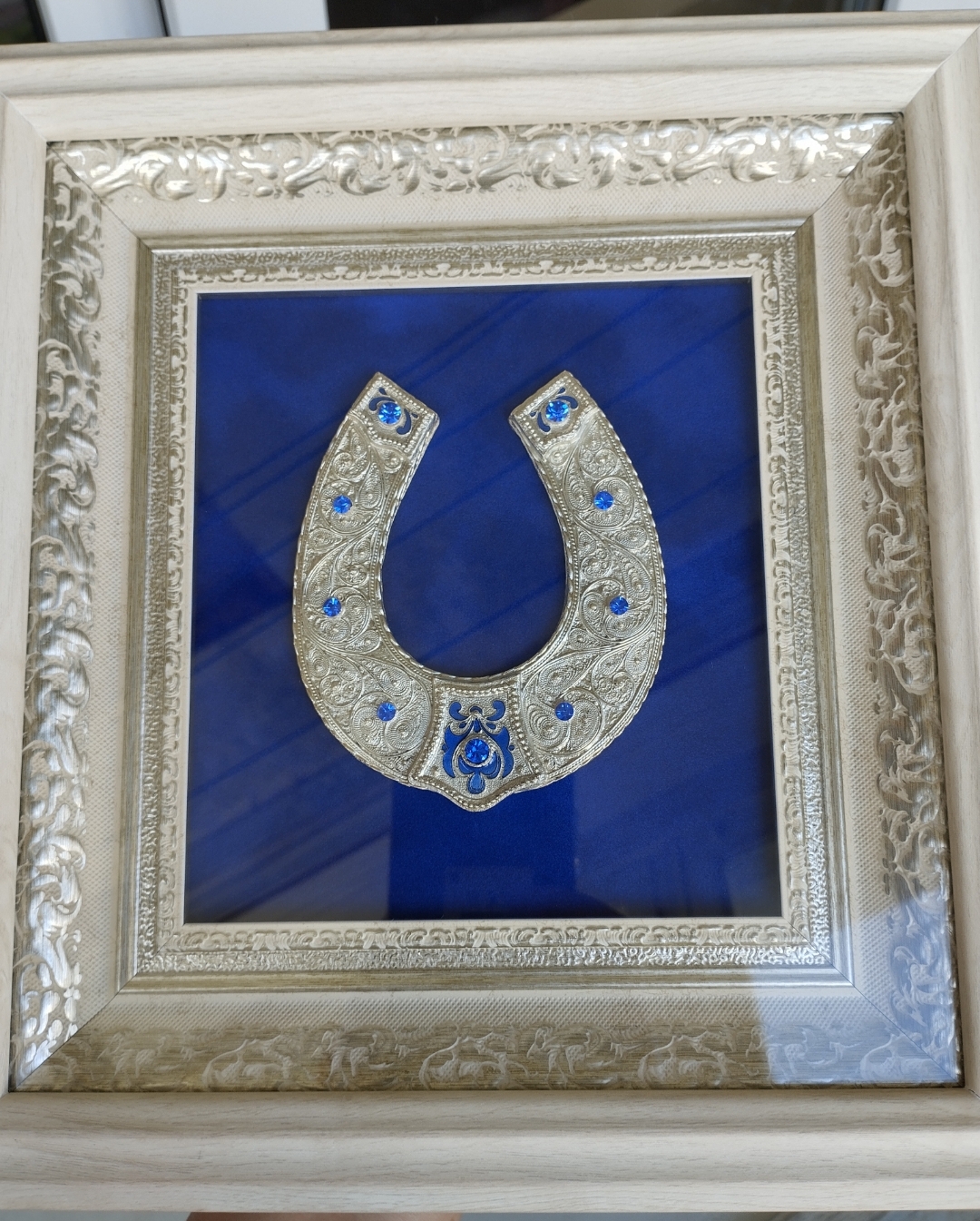 Сувенір "Підкова" (22х23, сріблення, синя)