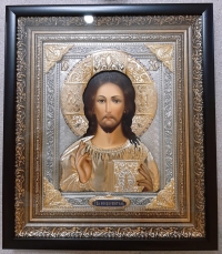 Ікона Ісуса Христа "Господь Вседержитель" (позолота та сріблення) №1