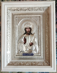 Икона Иисуса Христа "Господь Вседержитель" (20х26, серебрение)